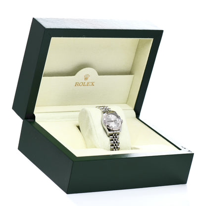 Rolex Stainless Steel 18K White Gold 26mm Oyster Perpetual Datejust Watch Silver Roman 179174 5 of 5