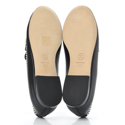 Chanel Calfskin Pearl CC Loafers 37 Black 5 of 7