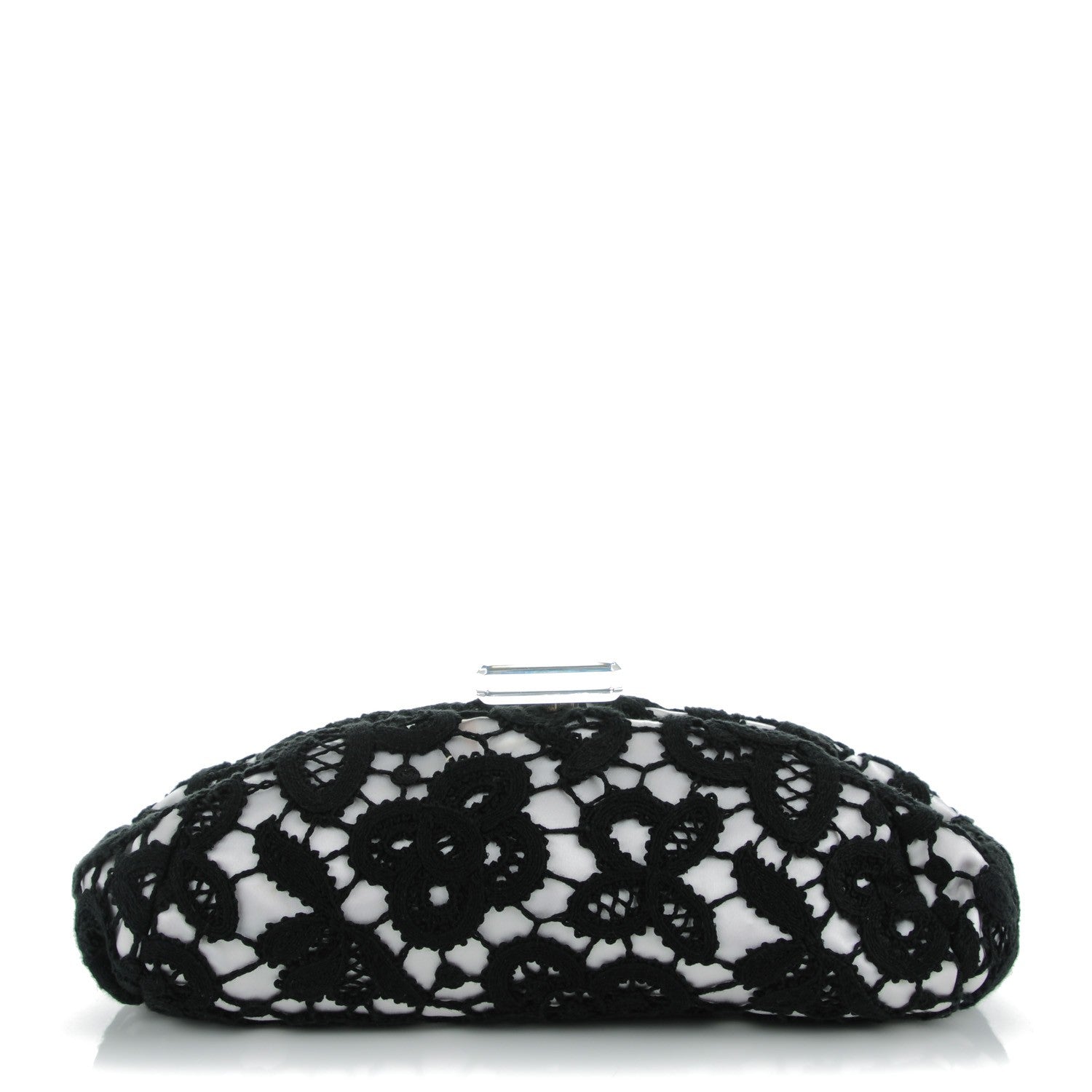 Chanel Lace Timeless Perfume Bottle Top Clutch Black White 1 of 7