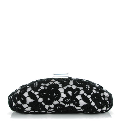 Chanel Lace Timeless Perfume Bottle Top Clutch Black White 1 of 7