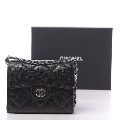Chanel Caviar Quilted Flap Card Holder On Chain Black 10 of 10