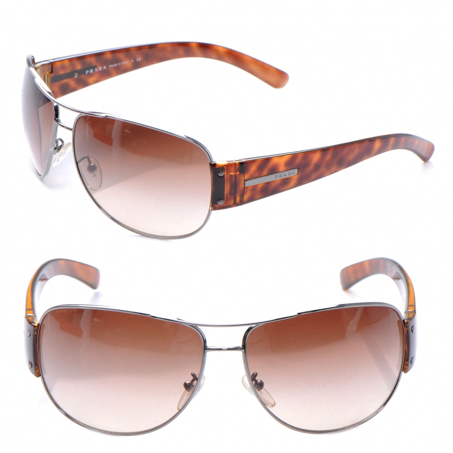 Prada Tortoise Shell Aviator Sunglasses SPR 52G 1 of 6