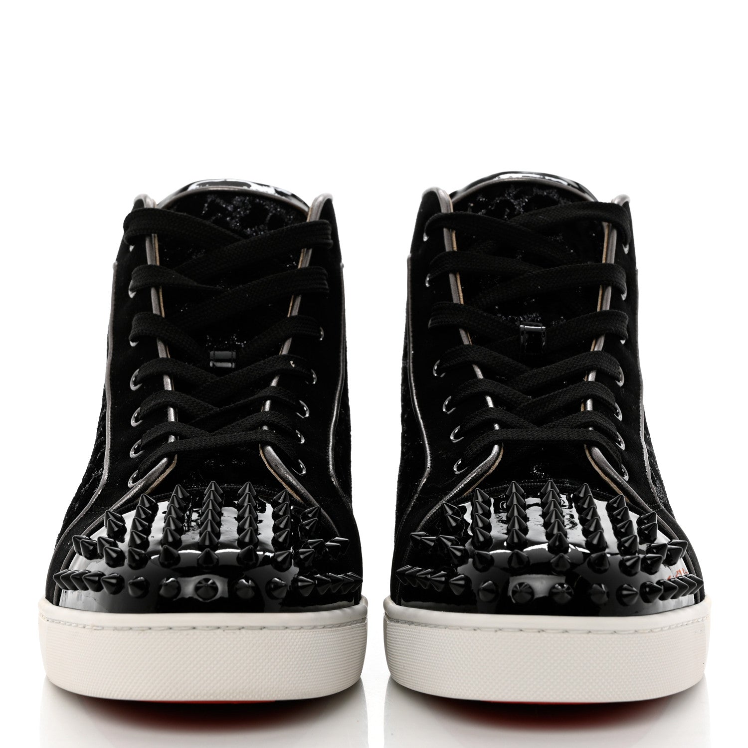Christian Louboutin Velvet Lou Spikes Orlato Sneakers 46 Black Dark Gunmetal 2 of 8