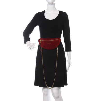 Miu Miu Velluto Matelasse Rider Belt Bag Cherry 2 of 12