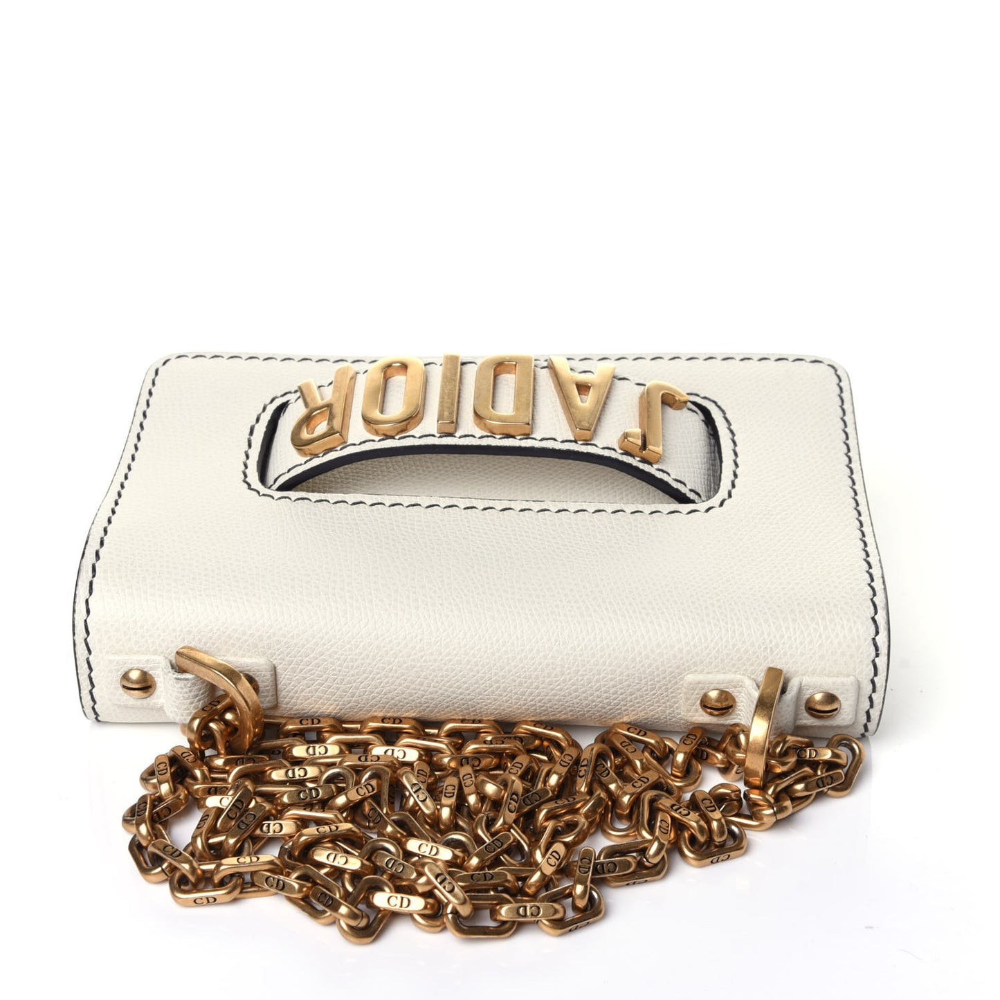 Calfskin J'Adior Chain Flap Bag Off White