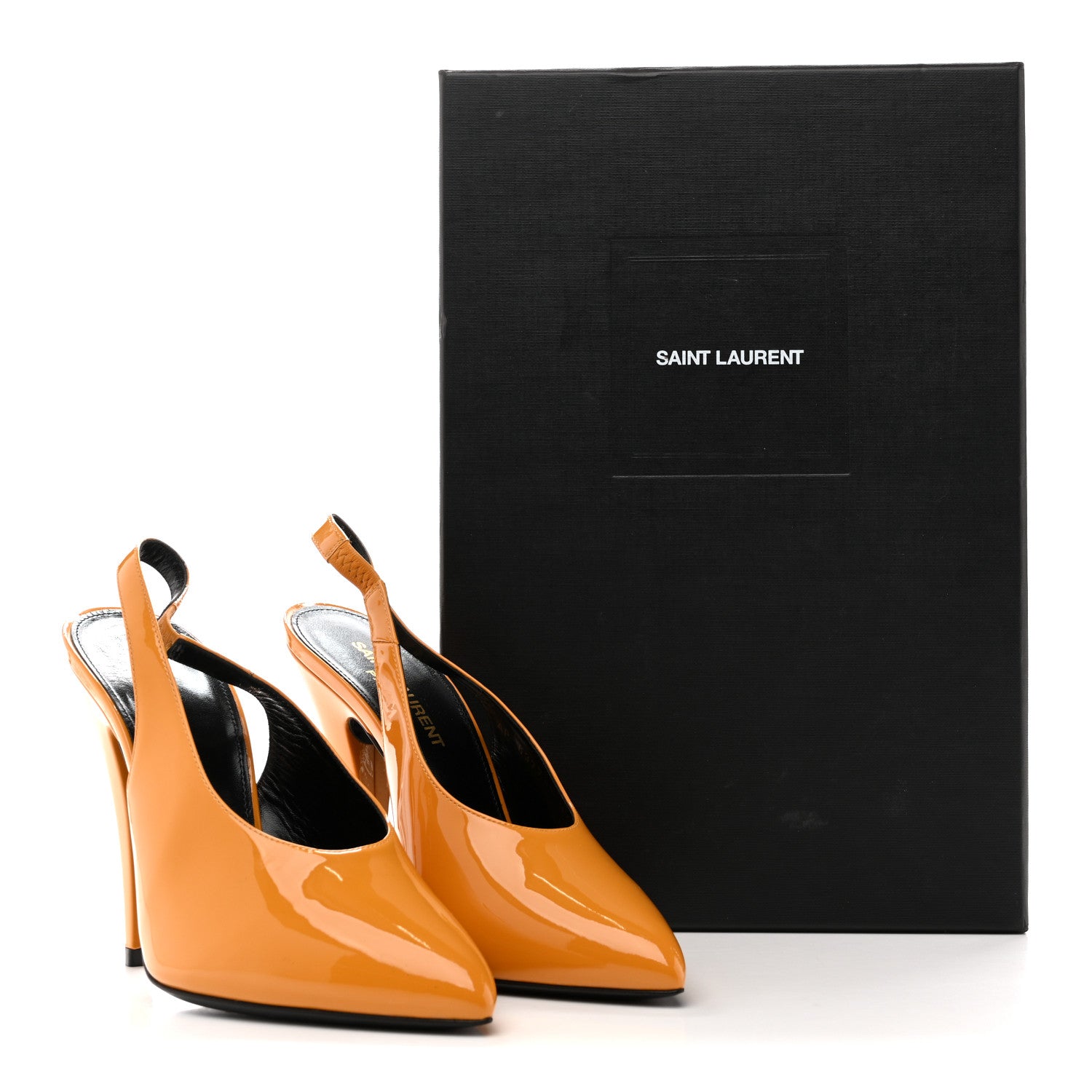 Saint Laurent Patent Venus 110 Slingback Pumps 37 Yellow 12 of 12