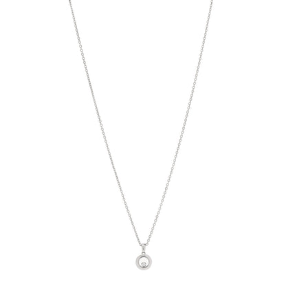Chopard 18K White Gold Happy Diamonds 1 Floating Diamonds Round Pendant Necklace 1 of 6