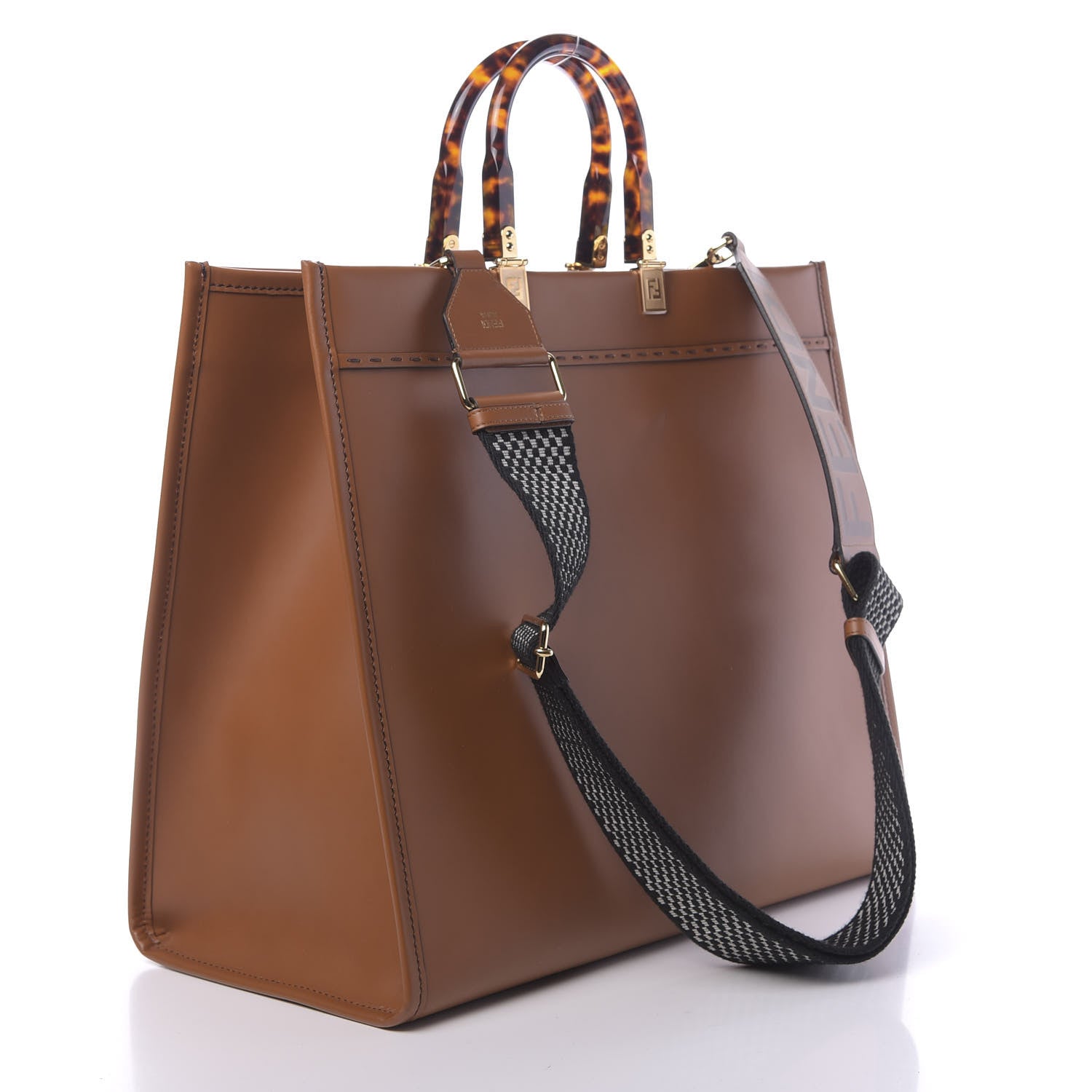 Fendi Vitello King Plexiglass Medium Fendi Sunshine Shopper Tote Cuoio 3 of 10