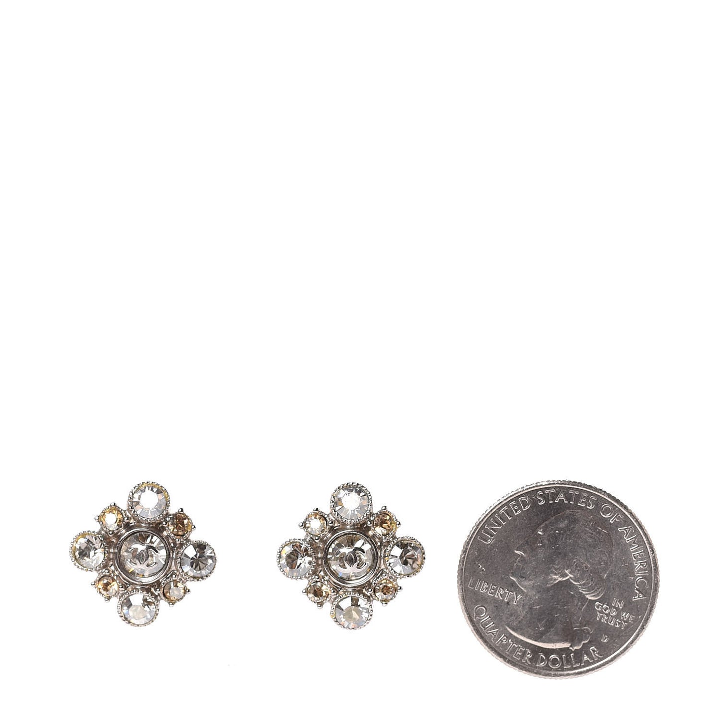 Crystal CC Earrings Silver