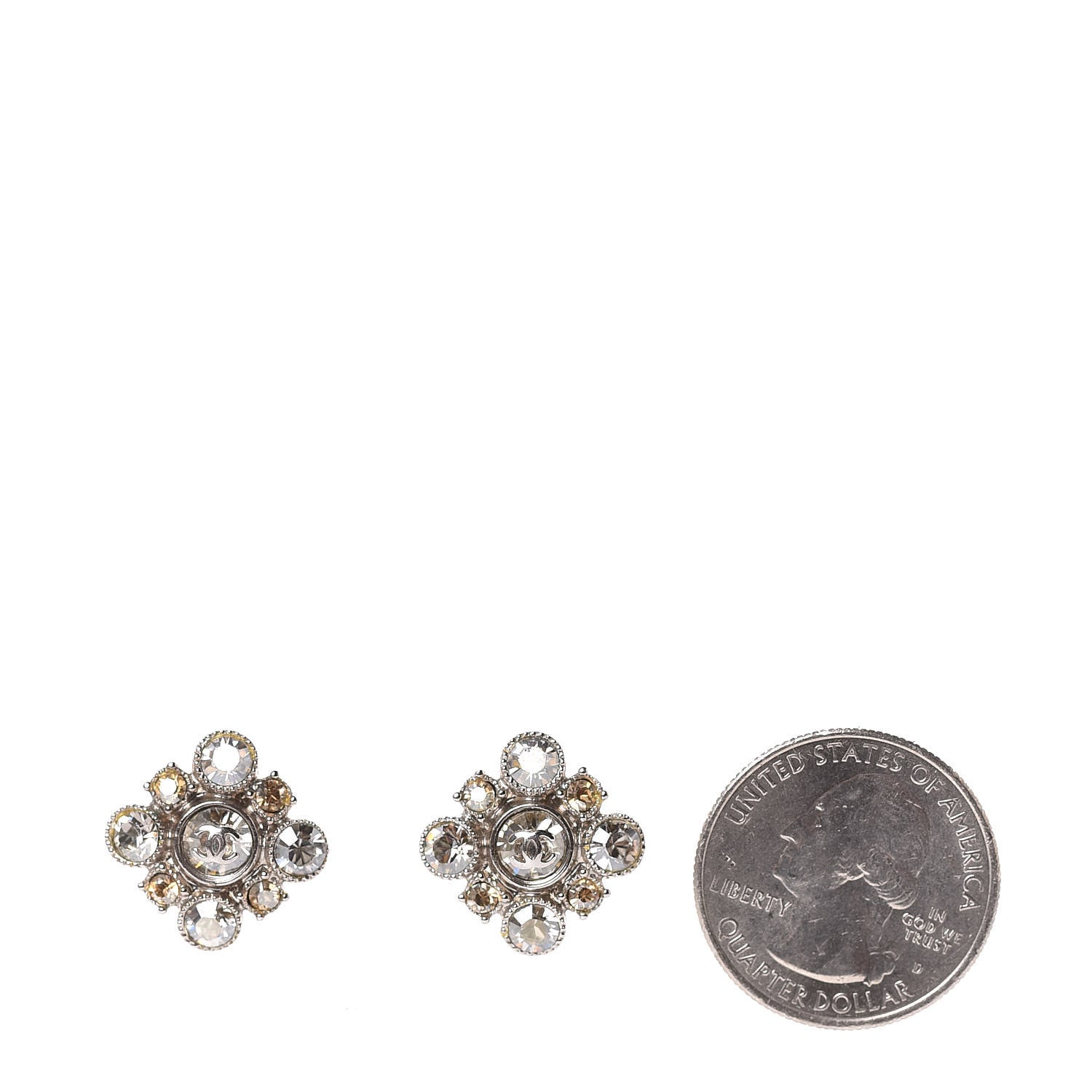 Chanel Crystal CC Earrings Silver 2 of 4