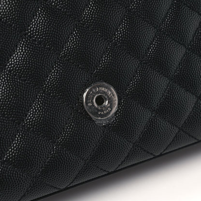 Saint Laurent Grain De Poudre Textured Mixed Matelasse Triquilt Small Monogram Monochrome Satchel Black 9 of 9