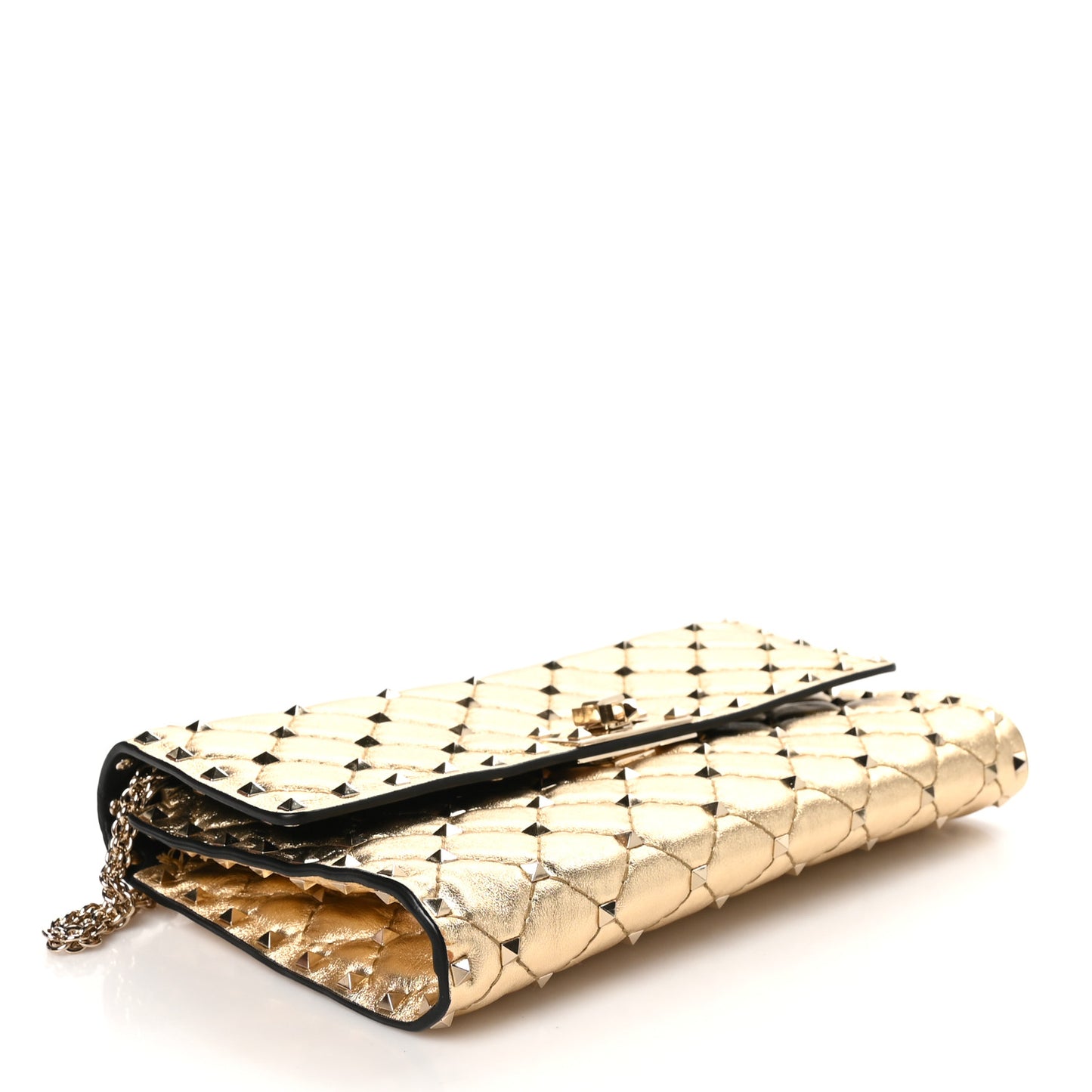 Metallic Nappa Rockstud Spike Wallet on Chain Mekong
