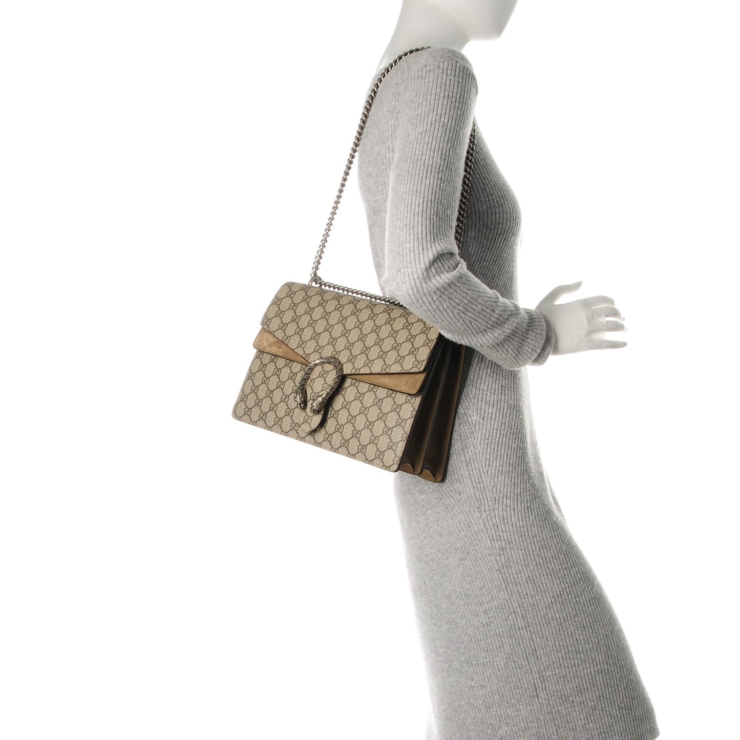 GG Supreme Monogram Medium Dionysus Shoulder Bag Taupe