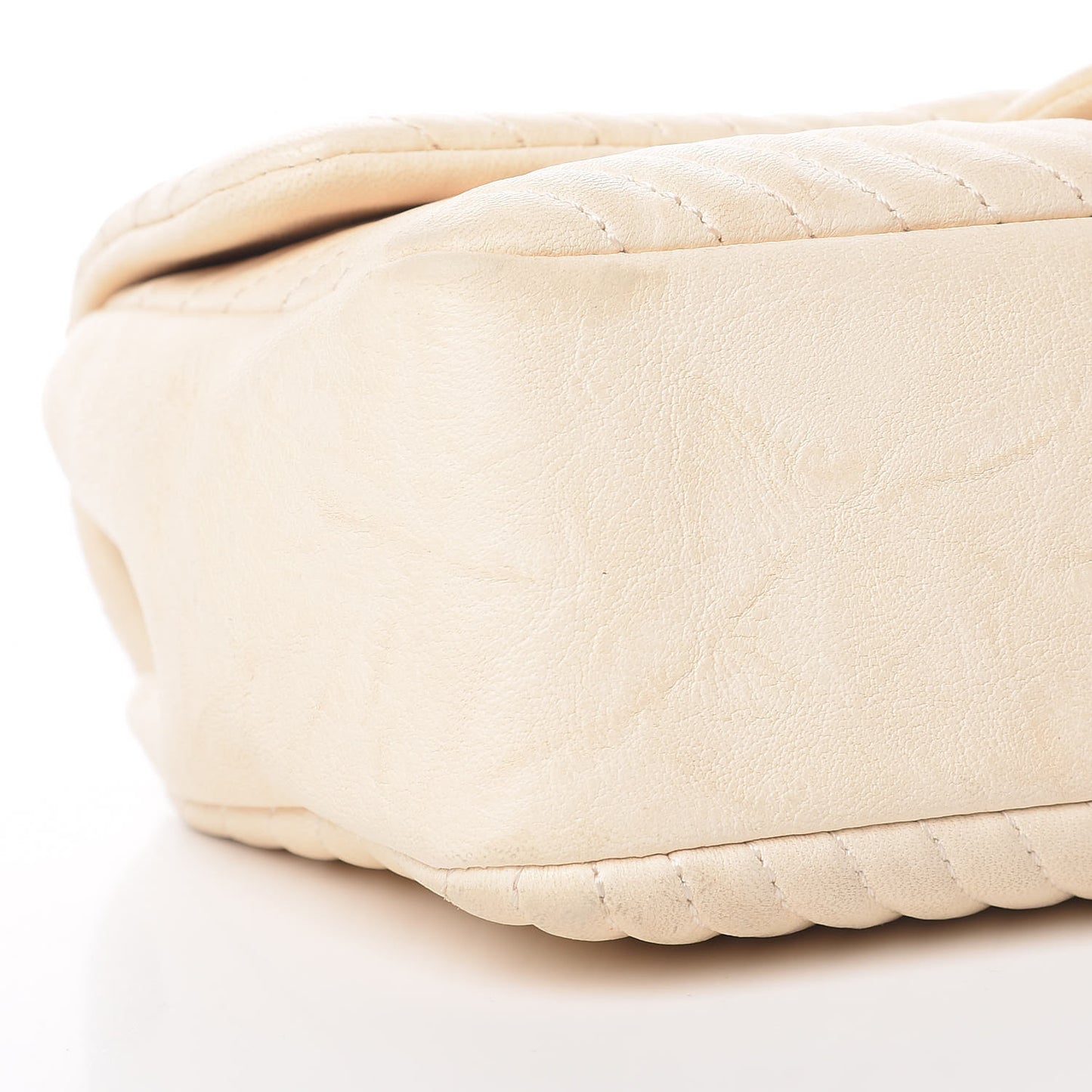 Calfskin Chevron Small Surpique Flap Ivory