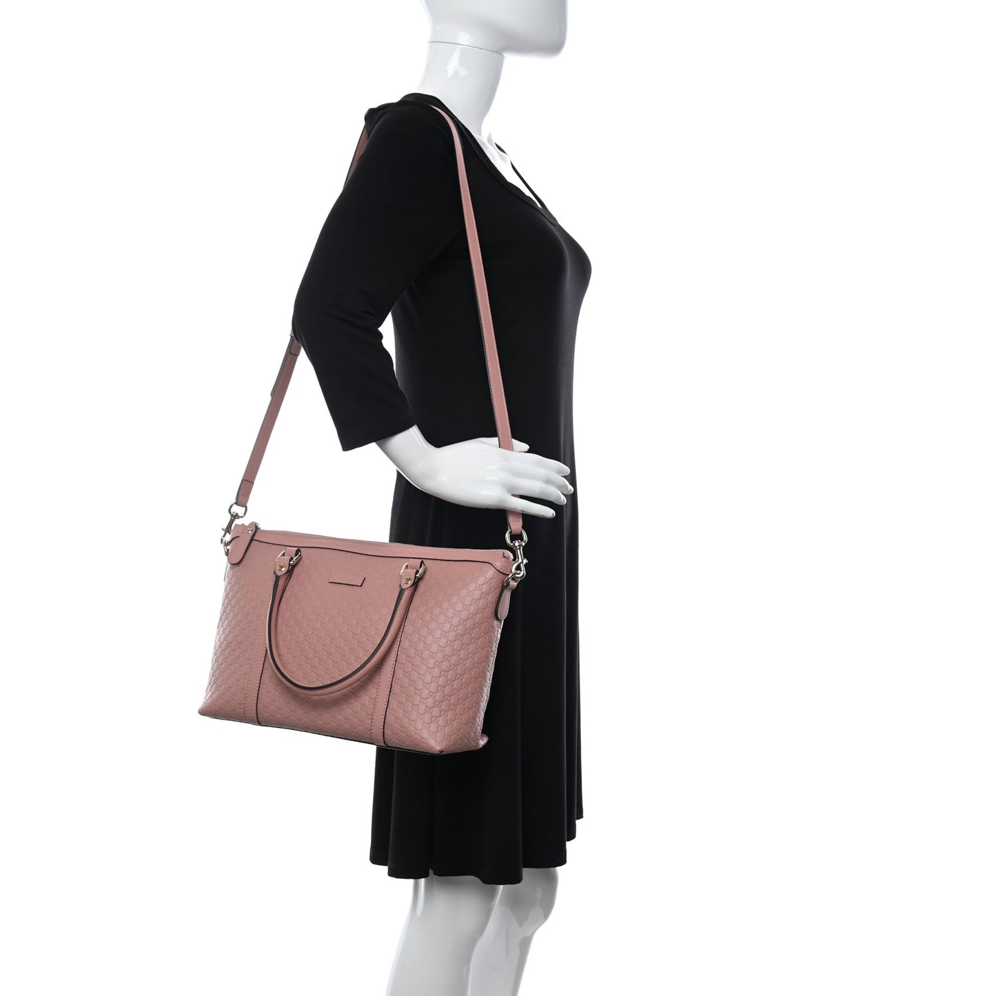 Soft Microguccissima Small Zippered Satchel Soft Pink