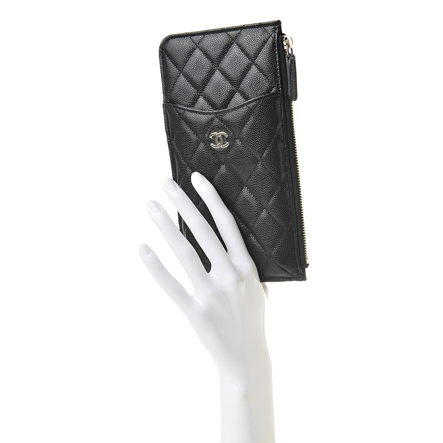 Caviar Quilted Classic Flat Wallet Pouch Black