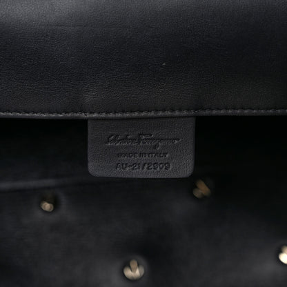 Salvatore Ferragamo Calfskin Woven Small Studio Top Handle Bag Black 7 of 11