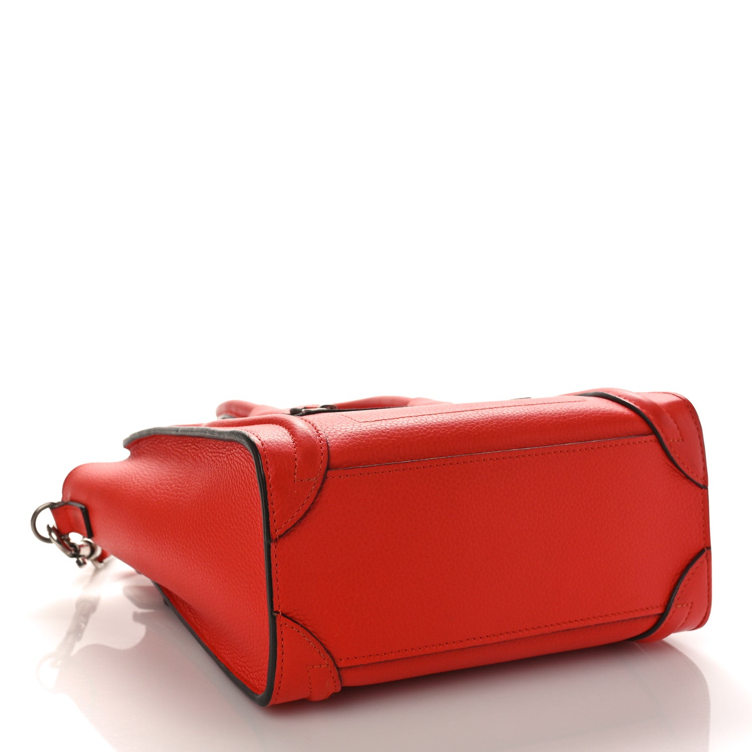 Celine Drummed Calfskin Nano Luggage Vermillion 4 of 11