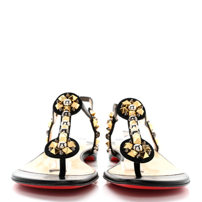 Christian Louboutin Nappa Studded Kaleitop T-Strap Sandals 38.5 Black 2 of 7
