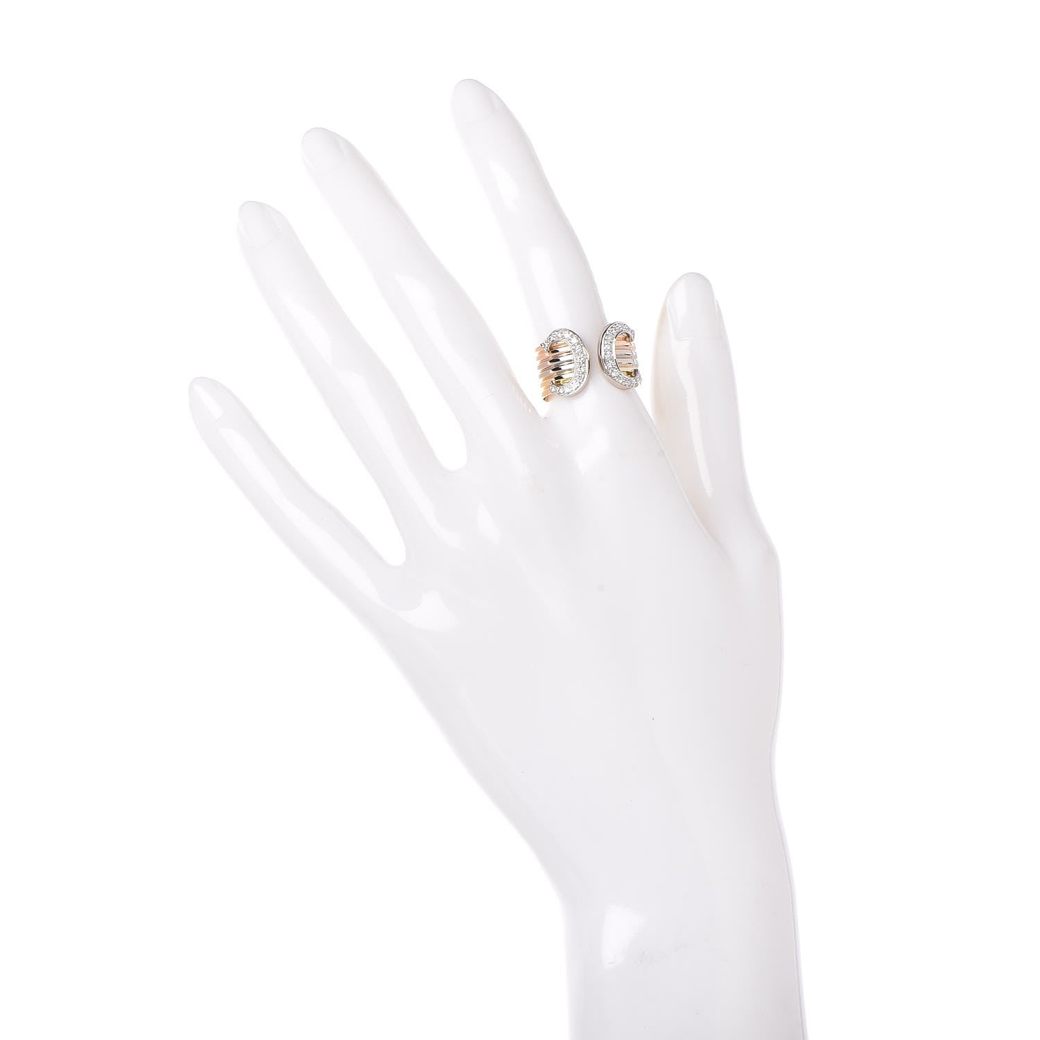 Cartier 18K Pink Yellow White Gold Diamond C De Ring 56 7 2 of 7