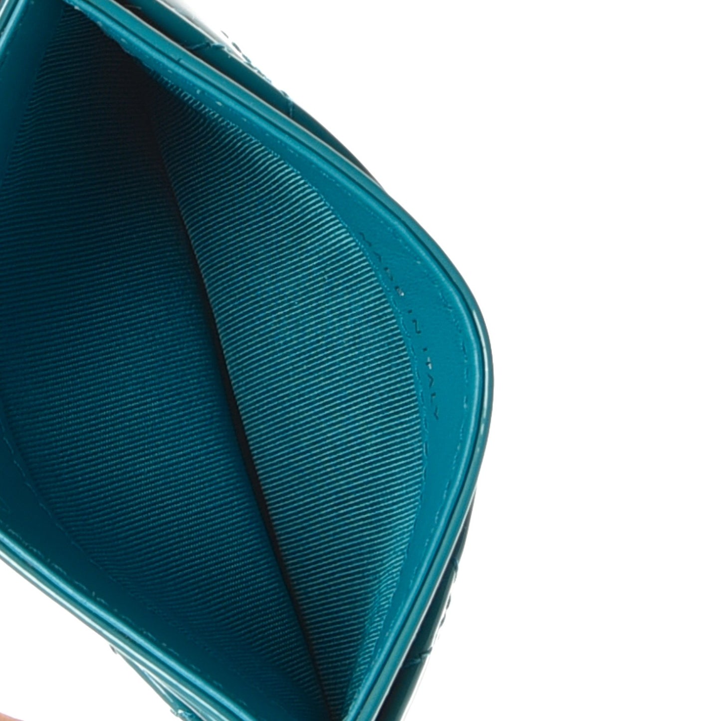 Patent Quilted Card Holder Turquoise
