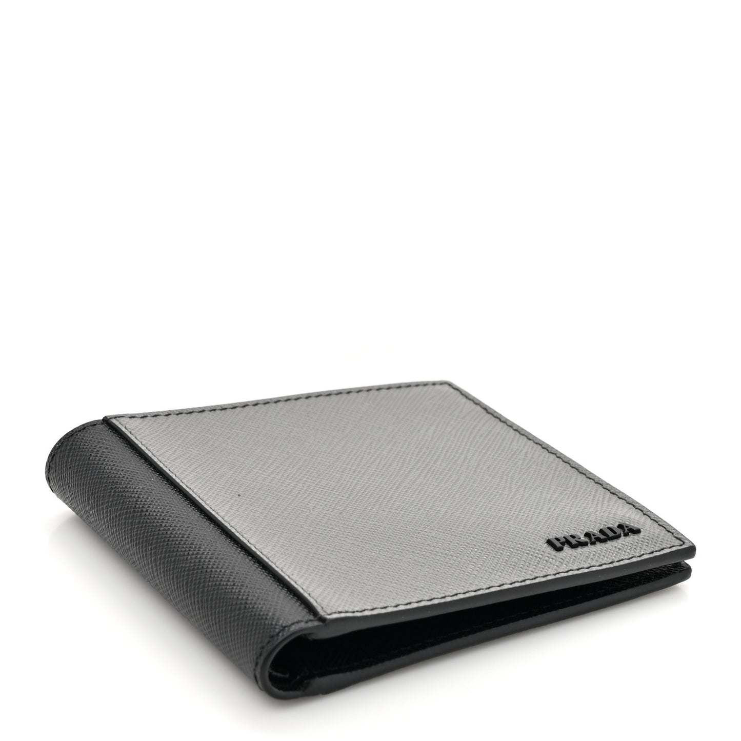 Saffiano Bi-Color Bi-Fold Wallet Grey Black