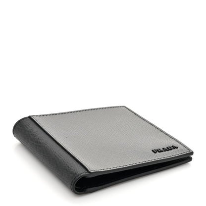 Prada Saffiano Bi-Color Bi-Fold Wallet Grey Black 4 of 9