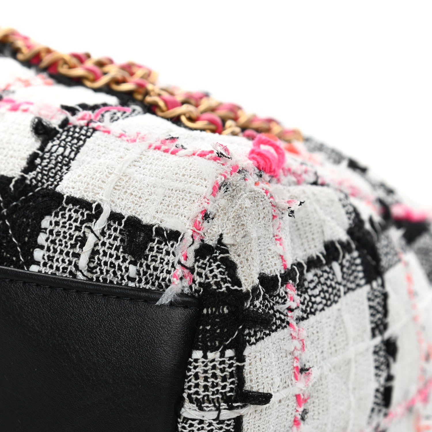 Chanel Tweed Calfskin Signe Hobo Coral White Black 12 of 15