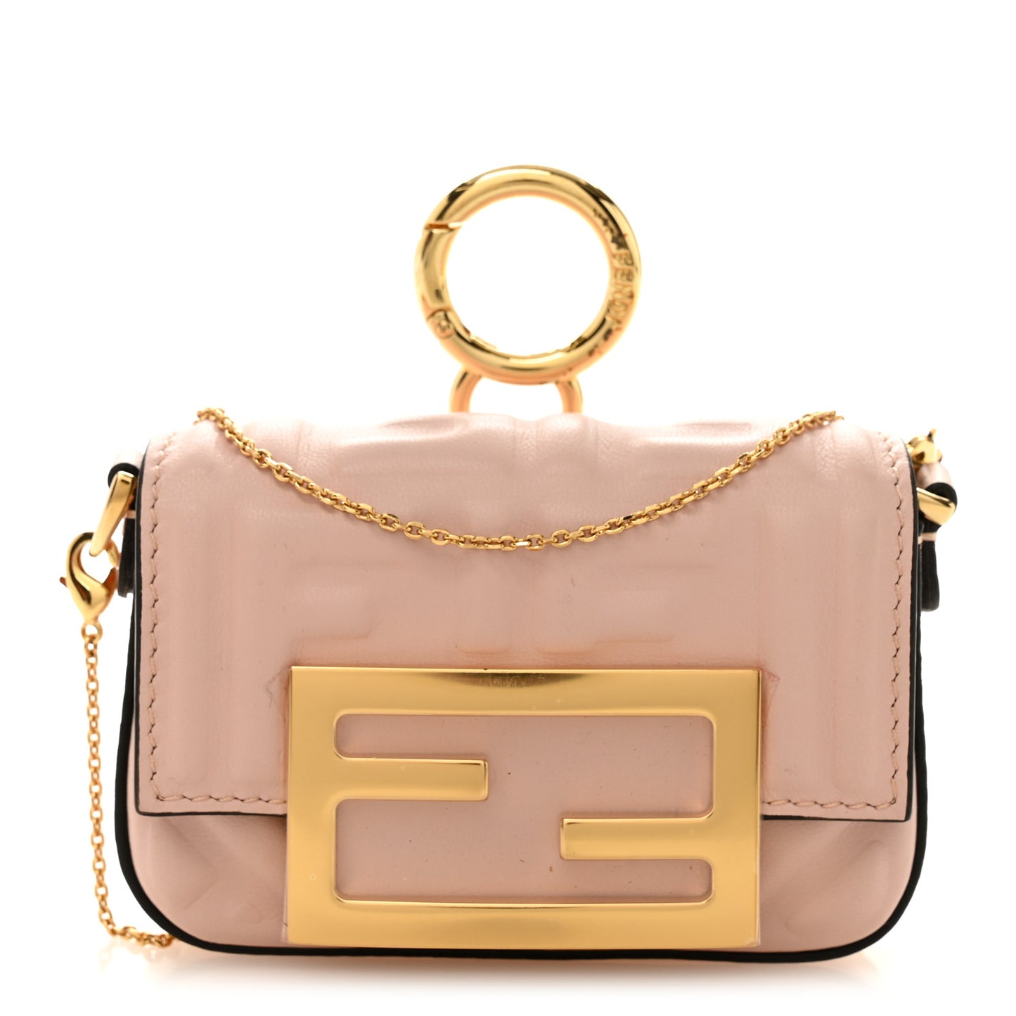 Nappa Matisse FF Embossed Nano Baguette Charm Rosa Quarzo