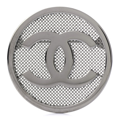 Chanel Mesh Circle CC Brooch Silver 1 of 5