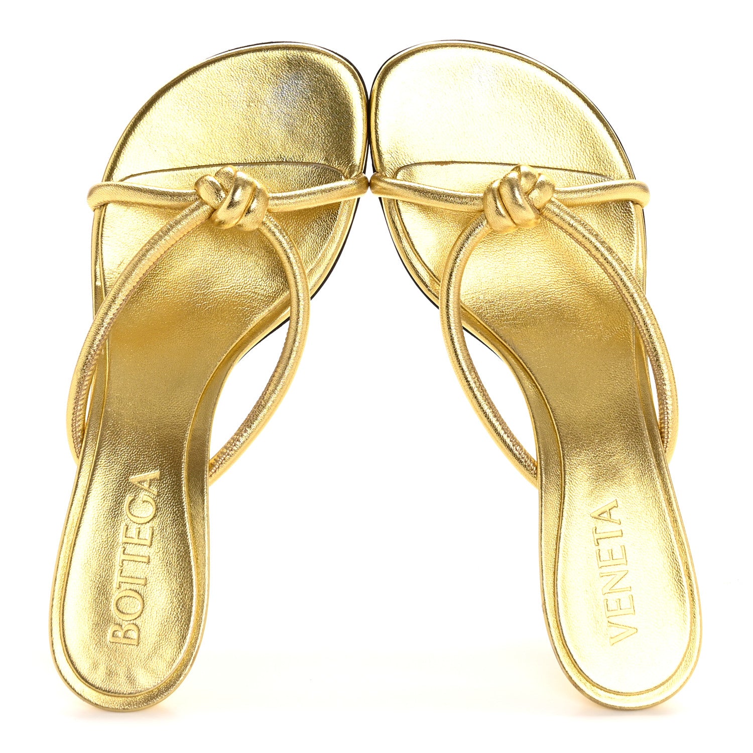 Bottega Veneta Metallic Nappa Blink Knot Mule Sandals 39 Gold 2 of 11