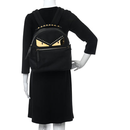 Fendi Nylon Vitello Liberty Metal Monster Eyes Studded Backpack Black 2 of 10