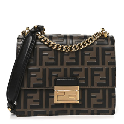 Fendi Vitello Liberty Bi-Color FF 1974 Embossed Small Kan U Shoulder Bag Maya Black 1 of 19