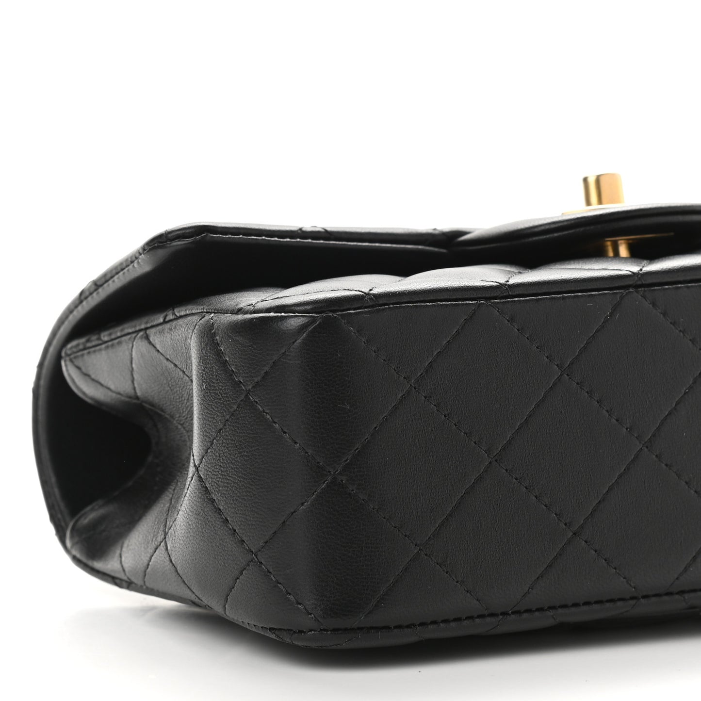 Lambskin Quilted Mini Top Handle Rectangular Flap Black
