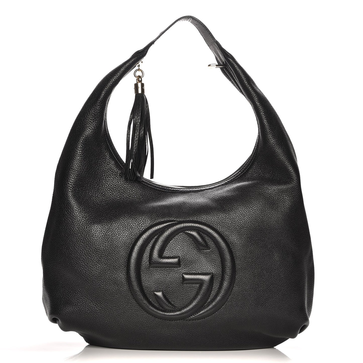 Pebbled Calfskin Large Soho Hobo Black