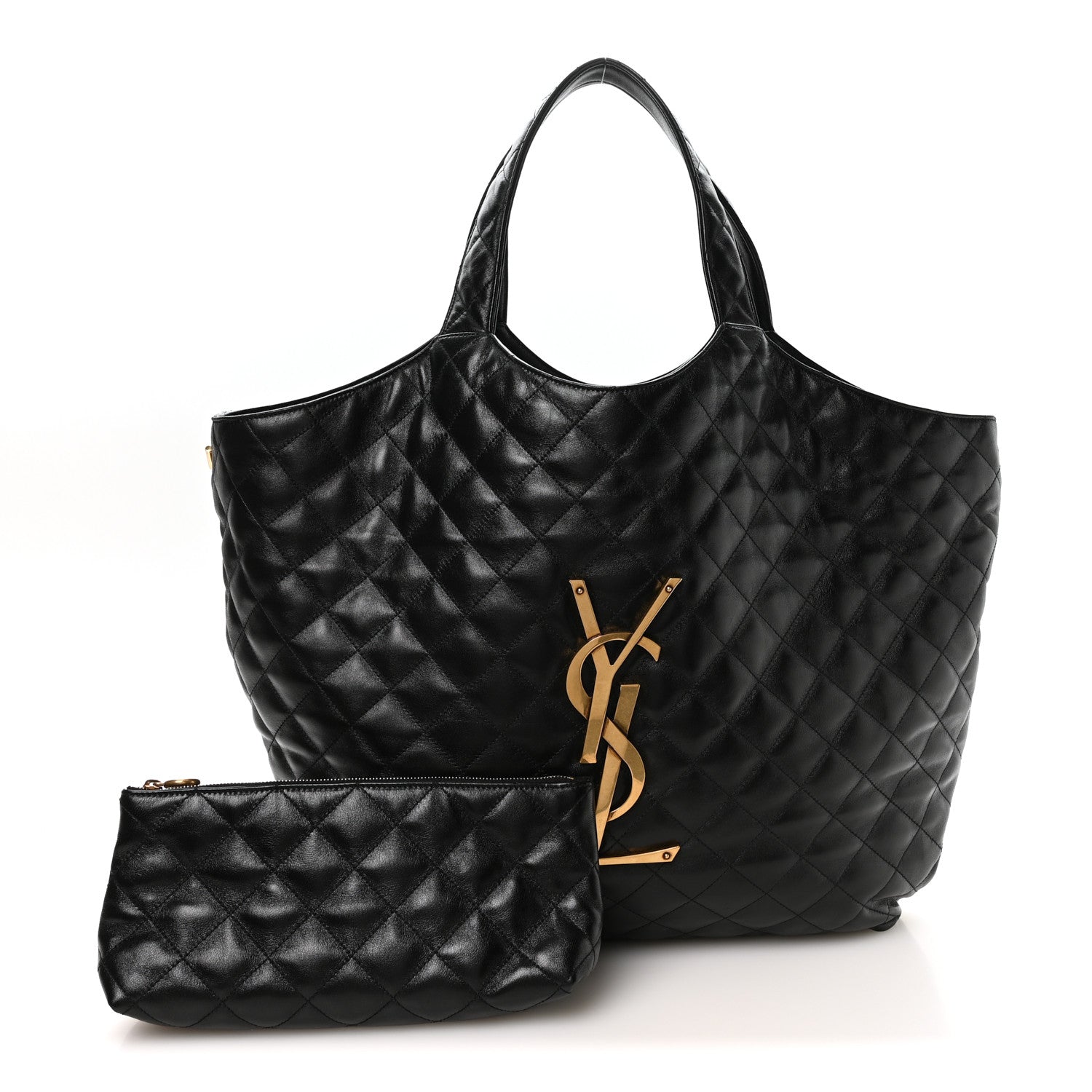 Saint Laurent Lambskin Quilted Maxi Icare Shopping Tote Black 2 of 10