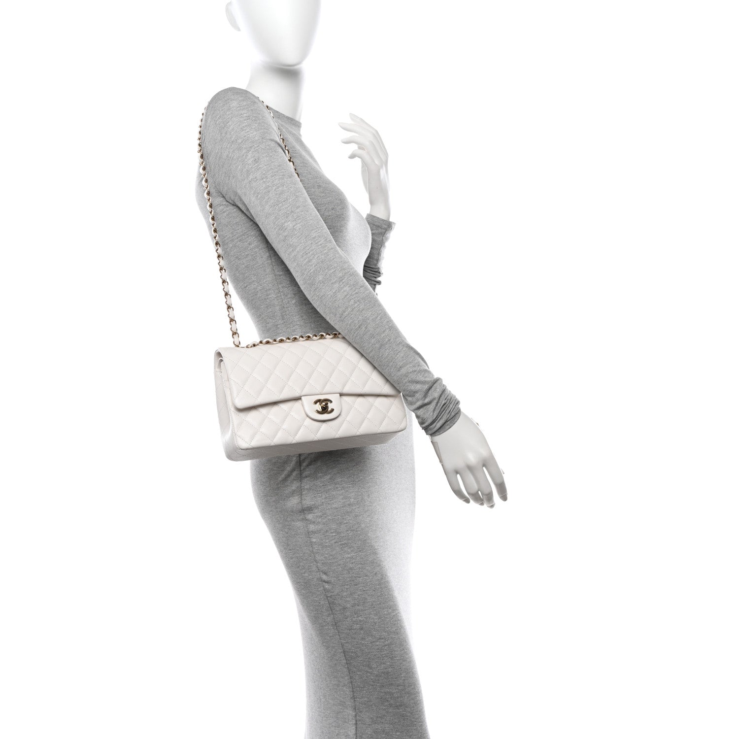 Chanel Caviar Quilted Medium Double Flap White 2 of 11