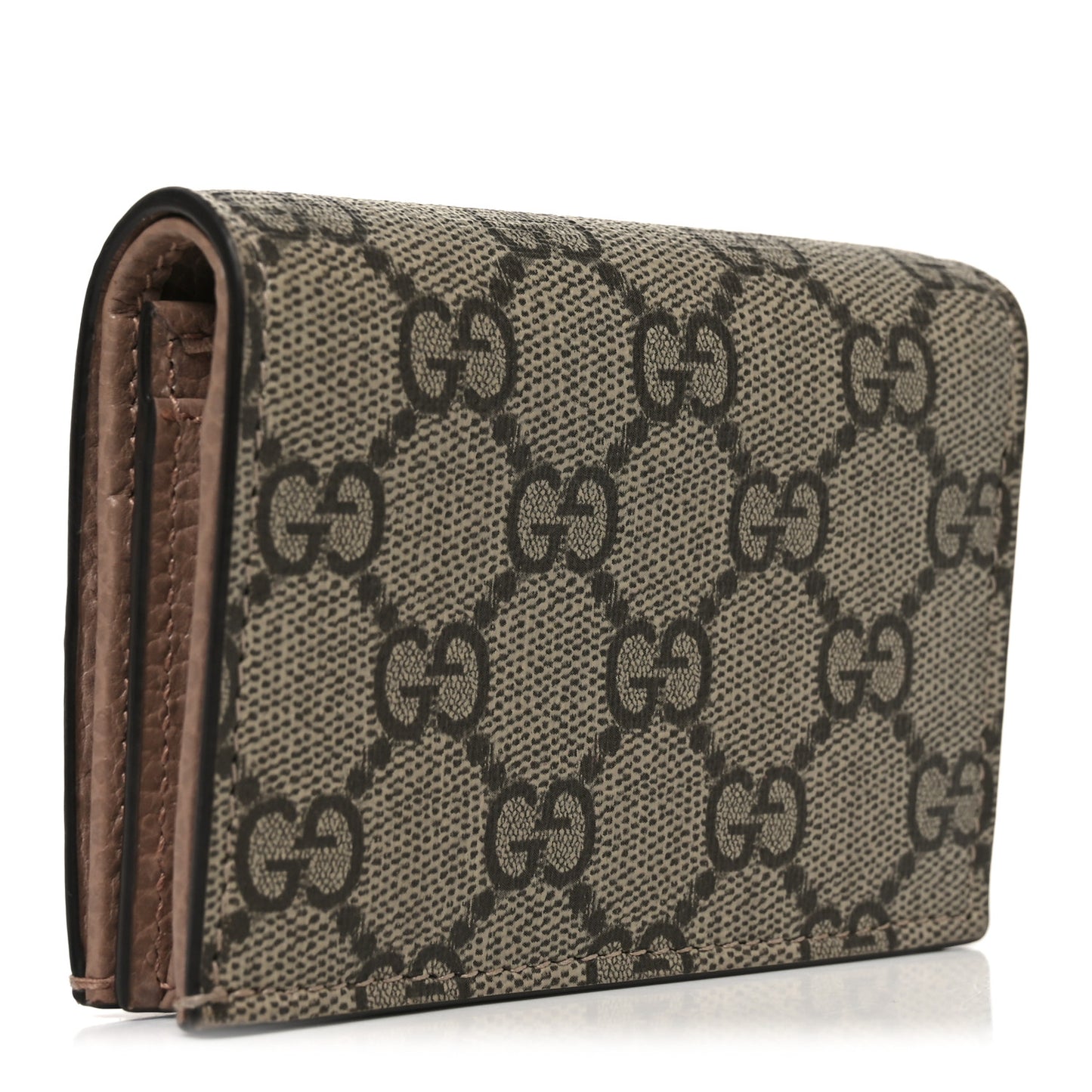 Dollar Calfskin GG Supreme Monogram GG Marmont Card Case Porcelain Rose Beige Ebony