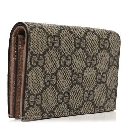 Gucci Dollar Calfskin GG Supreme Monogram GG Marmont Card Case Porcelain Rose Beige Ebony 3 of 8