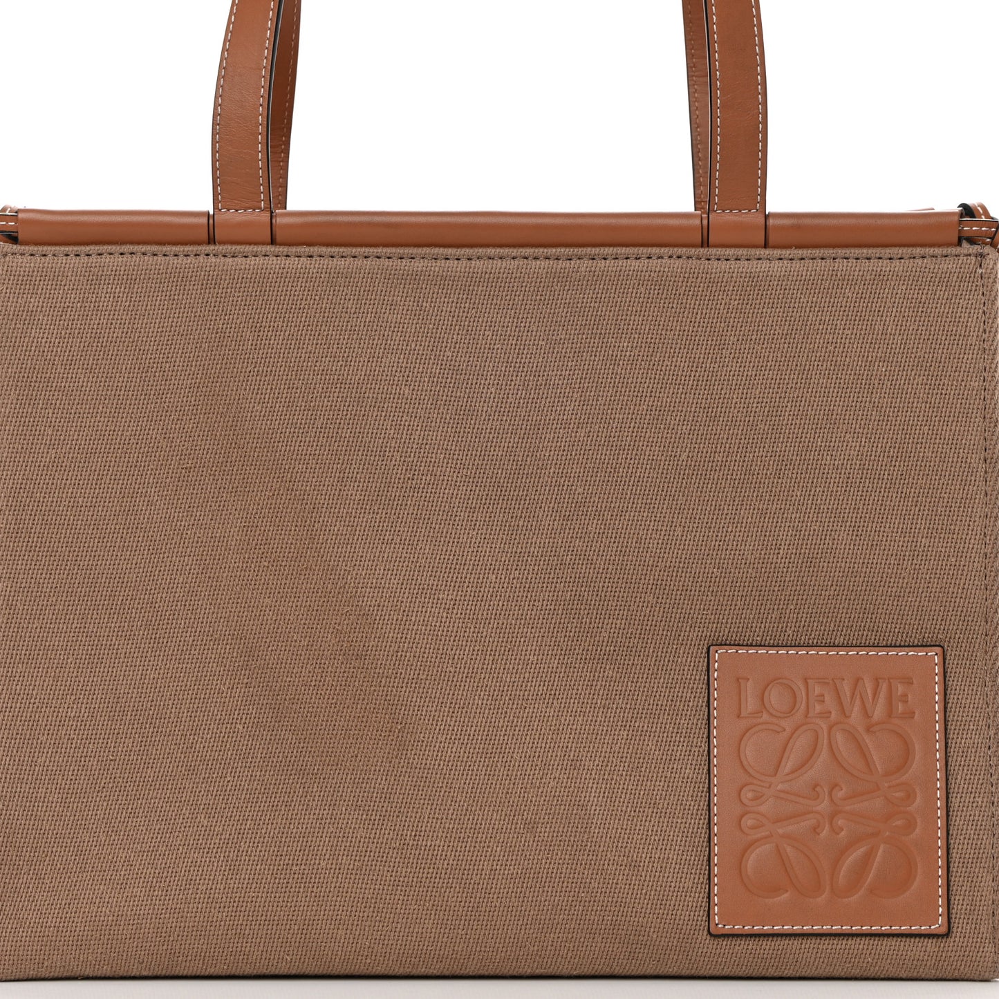 Canvas Calfskin Cushion Tote Taupe