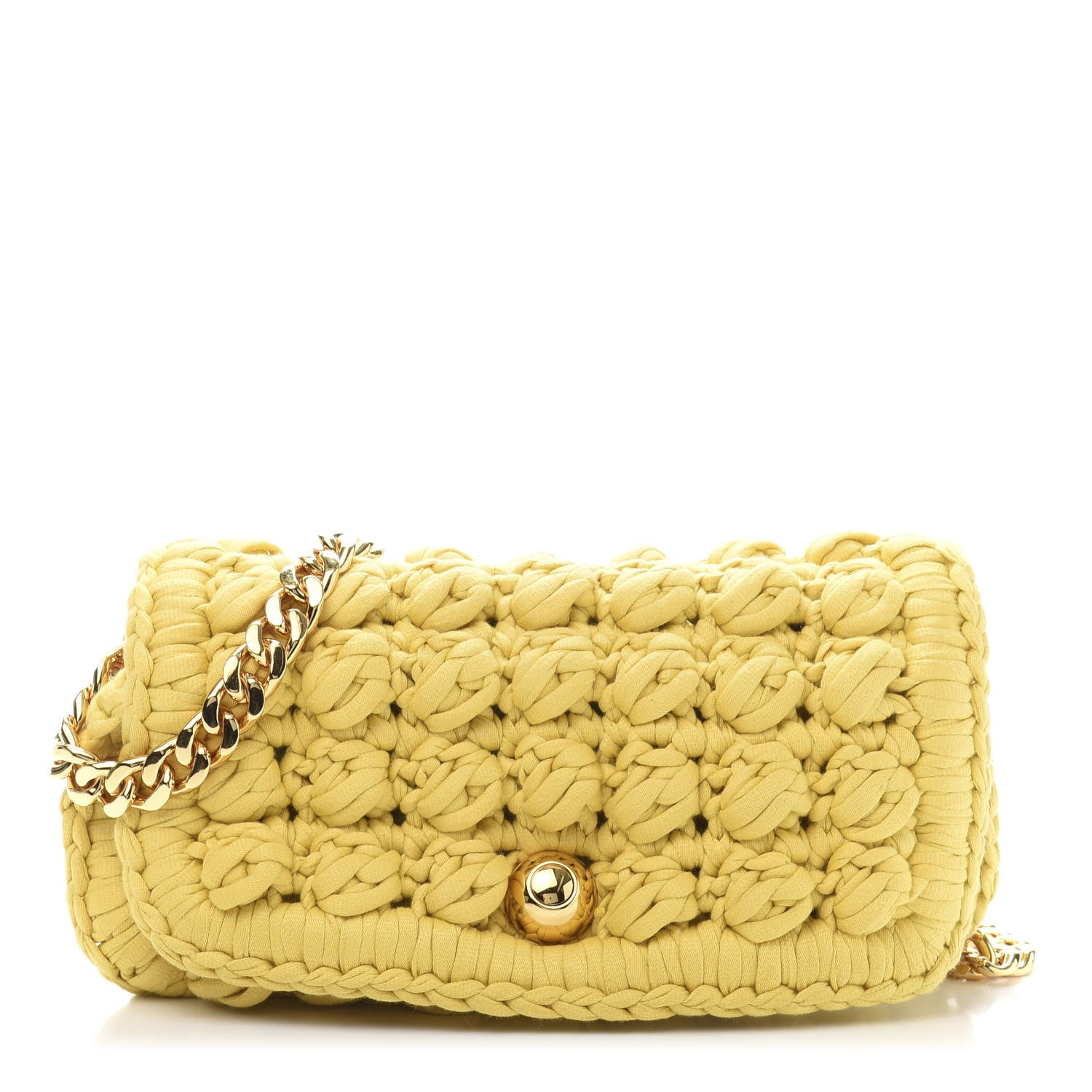 Bottega Veneta Jersey Crochet Shoulder Bag Buttercup Gold 1 of 9