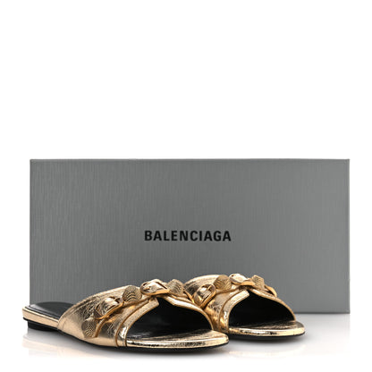 Balenciaga Metallic Arena Cagole Flat Slide Sandals 36 Gold 11 of 11