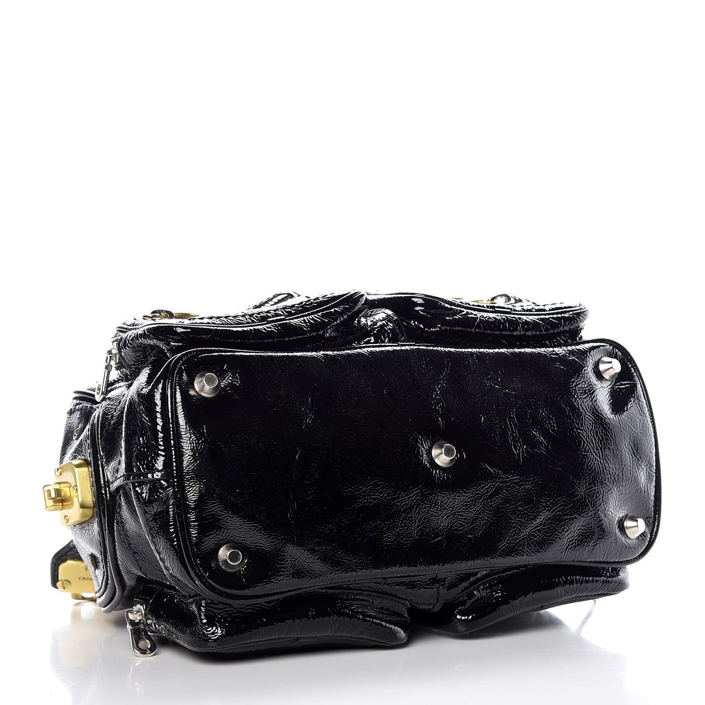Crinkled Patent Betty Shoulder Bag Black