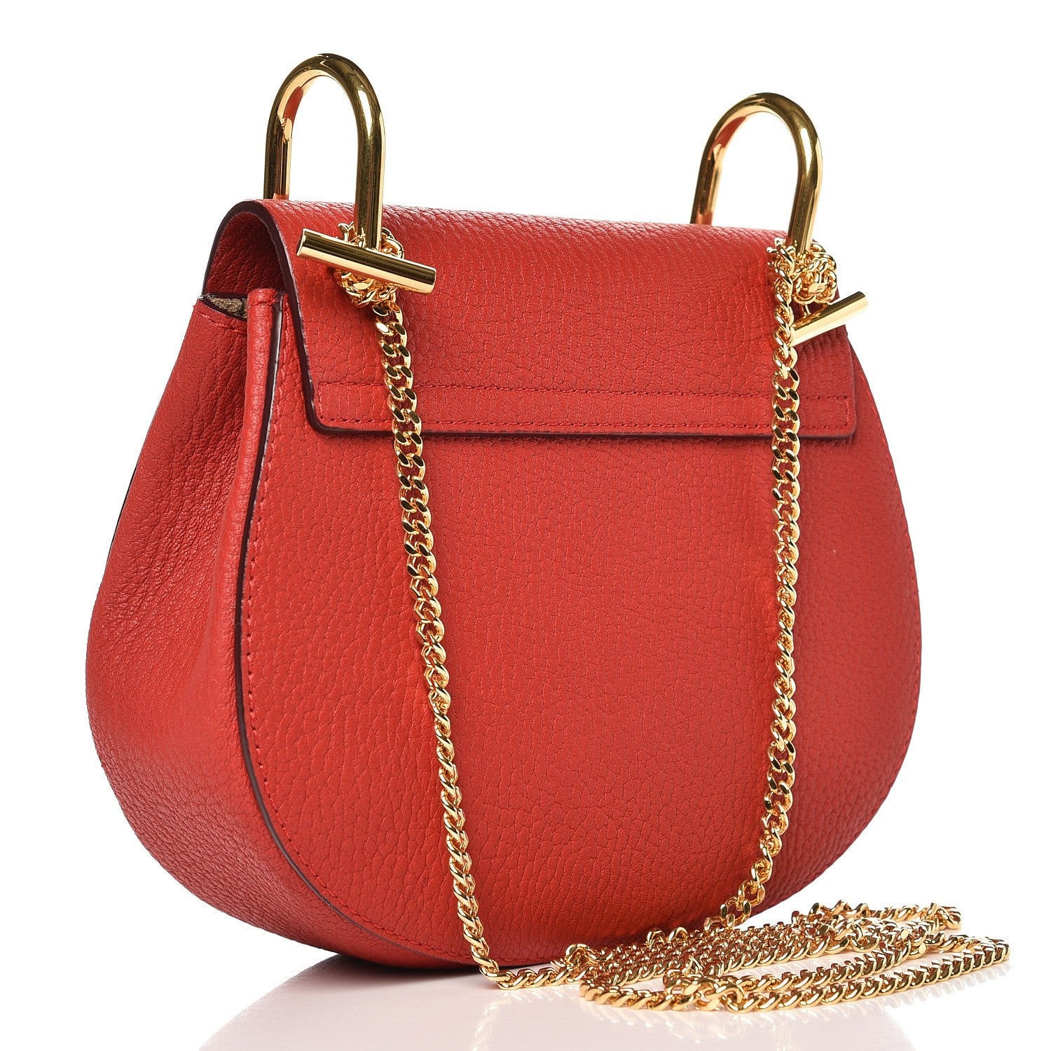 Chloe Grained Lambskin Mini Drew Shoulder Bag Plaid Red 3 of 6