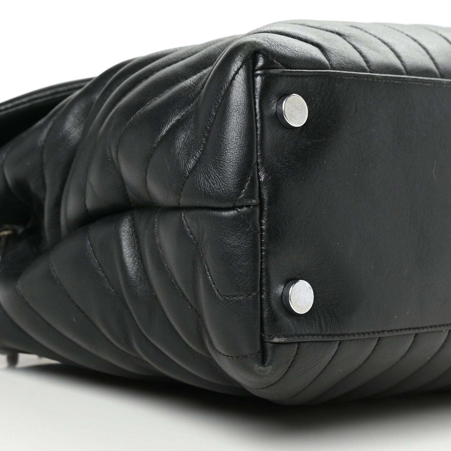 Calfskin Y Quilted Monogram Large Loulou Chain Satchel Black