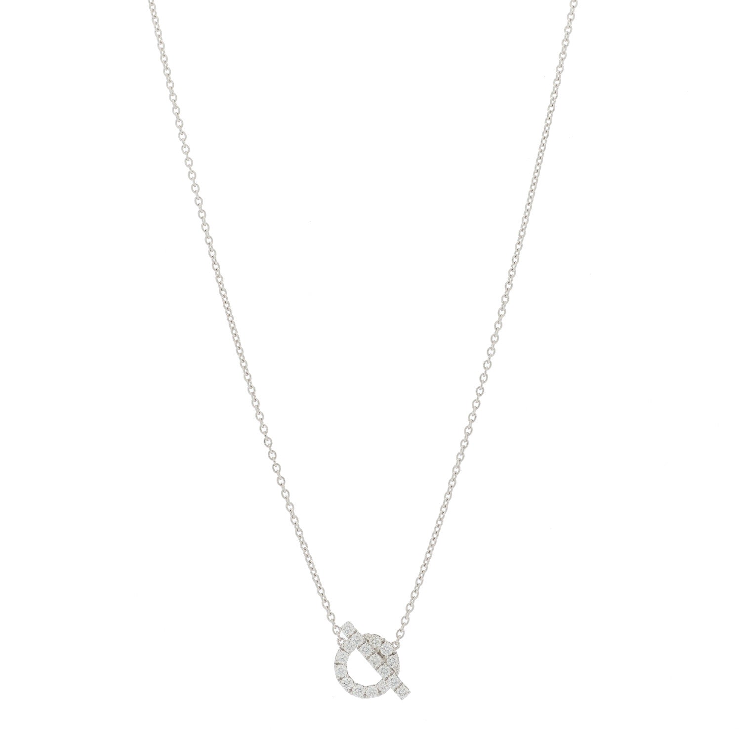 Hermes 18K White Gold Diamond Finesse Pendant Necklace 1 of 5