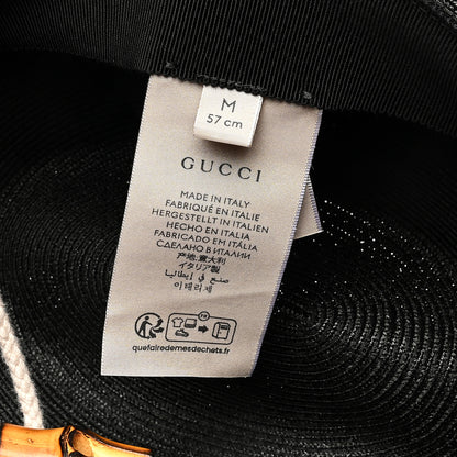 Gucci Raffia Bamboo GG Fedora Hat M Black 8 of 8