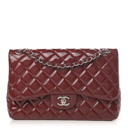 Chanel Patent Quilted Jumbo Double Flap Dark Red 1 of 20