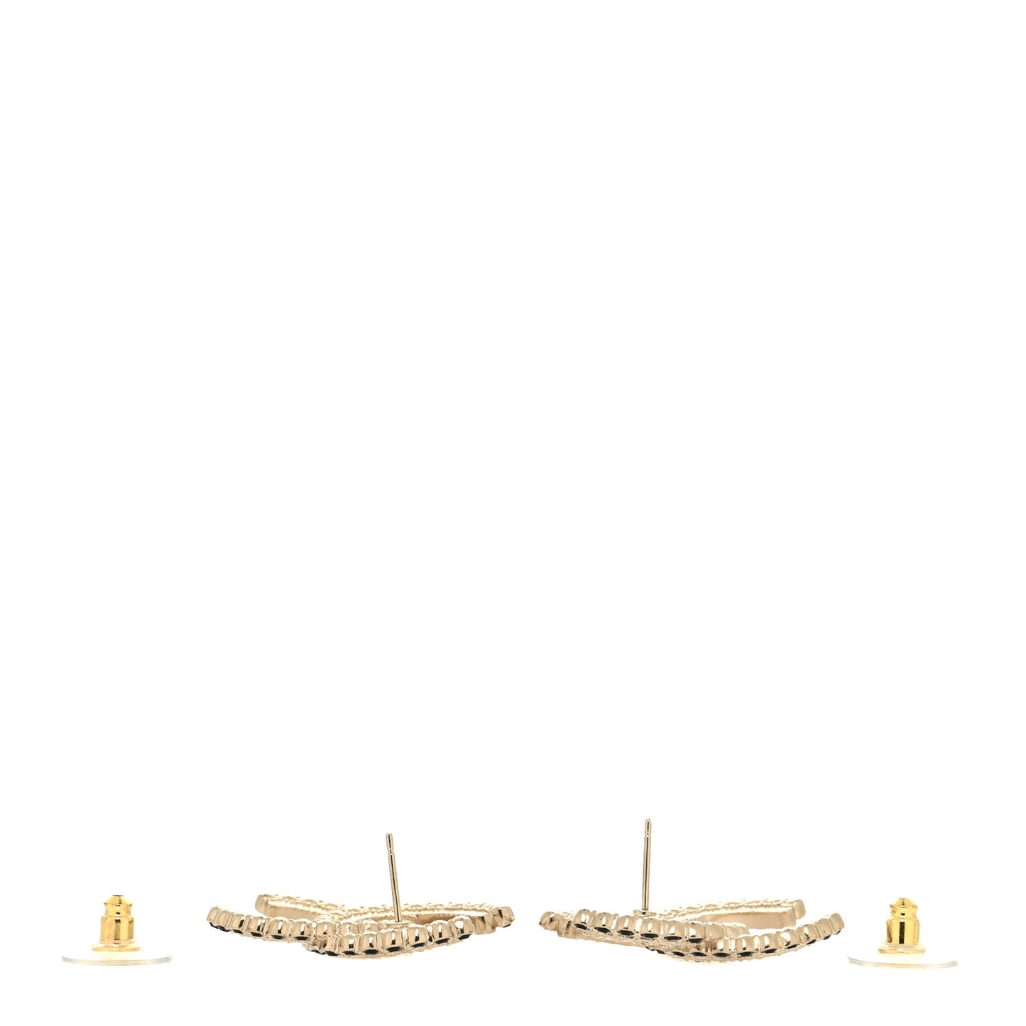 Crystal CC Earrings Black Gold