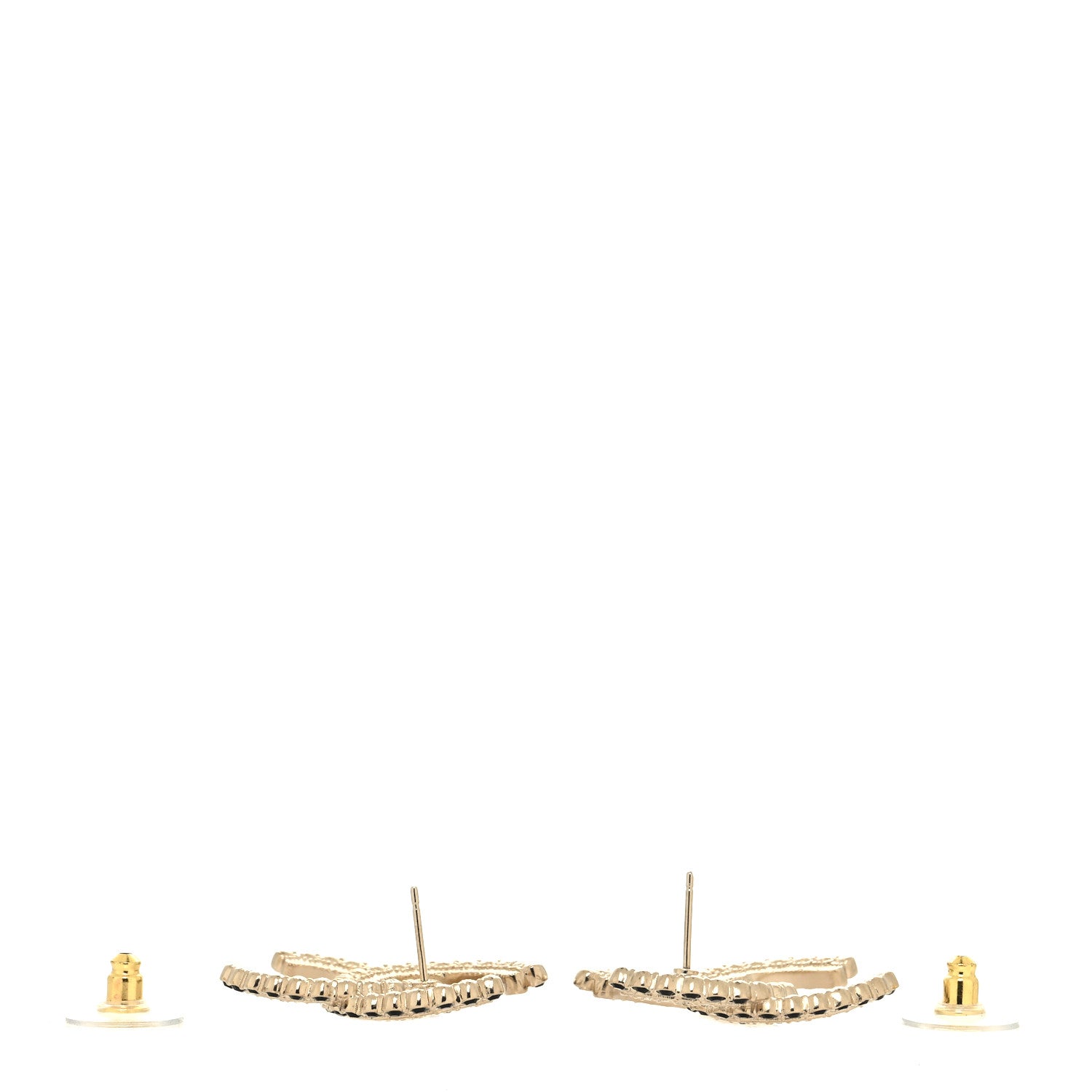 Chanel Crystal CC Earrings Black Gold 3 of 4